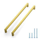 JOY DECOR 2 Pack Gold Cabinet Handles, 12-3/5 Inch Hole Center Cabinet Pulls - Square Stainless Steel Kitchen Knobs for Drawers,