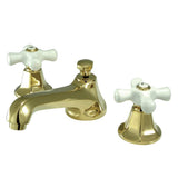 Kingston Brass Ks4462Px Metropolitan Widespread Lavatory Faucet With Porcelain Cross Handle, Polished Brass