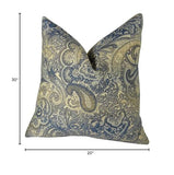 Plutus Brands Plutus Paciotti Handmade Throw Pillow, 20 X 30 Queen, Navy/Blue/Taupe