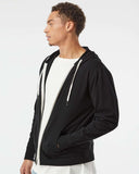 Independent Trading Co. Unisex Heathered French Terry Full-Zip Hooded Sweatshirt - Black, S