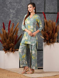 Anni Designer Women'S Cotton Blend Printed Ethnic Co-Ord Set (Ambhiya Grey_M_Grey_Medium),Grey,M,Cotton Blend,Regular,