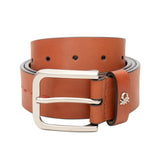 United Colors Of Benetton MenS Belt Avenor Tan | Leather Solid Finish Matte Silver Pin Buckle Casual Waist Belt | Size M 90