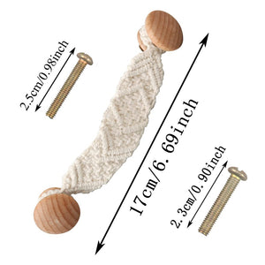 HWAQHDYL 2 Pack Bohemian Style Rope Knobs Door Handle Rope Knot Cabinet Drawer Cupboard Furniture Door Wooden Pulls Handles Draw