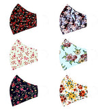 Star Work Fancy Orchid Fashion Flowers Cloth Face Mask | Washable And Reusable Light Weight Nose Cover For Adults (Set Of 6)