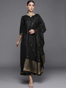 Gosriki Women'S Straight Ruby Cotton Kurta With Palazzo & Dupatta (Game-Hit-Black_S-Go_Black_Small),Black,,B09Q65D9HX