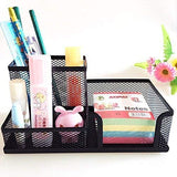 HOMAVA 3 Compartment Metal Mesh Desk Organizer Stationary Storage Stand Pen, Pencil Holder For Office, Home, And Study Table, Bl