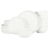 Gibson Home Rothernberg Stackable 18 Piece, Service for 6, White Porcelain Plates and Bowls Set