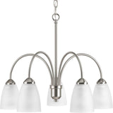 Progress Lighting Gather Collection 5-Light Etched Glass Traditional Chandelier Light Brushed Nickel