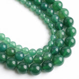 Yochus 45pcs Round Loose Green Agate Beads for Bracelet Beads