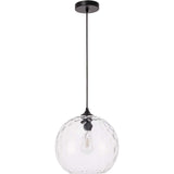 Living District Gibson 1-Light Metal And Glass Pendant In Black And Clear Finish