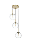Living District Baxter 3 Lights Chrome Pendant With Clear Glass