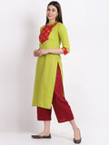 Gosriki Women'S Cotton Blend Straight Kurta With Palazzo (Puchi-Green_M-Go_Green_Medium),Green,,B09SWB29JC