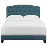 CasaFoyer Amelia Twin Bed | Luxurious Stain-Resistant Velvet | Button-Tufted Headboard | Solid Wood Construction | Non-Marking Legs | Reinforced Center Beams | Ideal for Kids or Dorms | Sea Blue