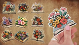 Titu Ki Baatein Vintage Book Flower Stickers, 28 Pcs Floral Vinyl