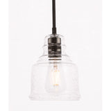 Living District Pierce 1-Light Mid-Century Metal Pendant In Black And Clear
