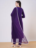 Gosriki Women'S Rayon Viscose Embroidered Straight Kurta With Pant & Dupatta (Jayashuda Begani-Vks01-Gs_L_Begani_Large),Begani,,B0DTK66HV5