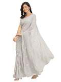 Womanista Womens Georgette Saree with Mirror Work (TI2830_Grey)