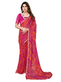 Satrani Womens Pure Chiffon Saree (3218S212N_Orange & Rani Pink6)