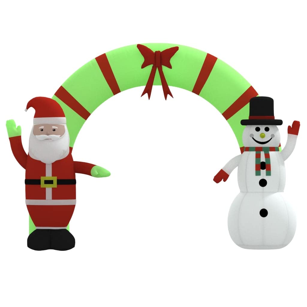 'Vidaxl Christmas Inflatable Santa & Snowman Arch Gate With Led Lights - Outdoor Large Yard Decoration - Oxford Fabric With Pu Coating - Quick Inflation & Deflation - Multicolor
