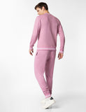 Fyltr Men'S Sweatshirt & Jogger Casual Co-Ord Set With Striped Rib Detail - Stripe Rib Detail On Neck Cuff & Hem | Casual Winterwear For Men,Peony Pink,Peony Pink,S