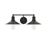 Living District Etude 2-Light Mid-Century Metal Wall Sconce In Black