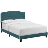 CasaFoyer Amelia Twin Bed | Luxurious Stain-Resistant Velvet | Button-Tufted Headboard | Solid Wood Construction | Non-Marking Legs | Reinforced Center Beams | Ideal for Kids or Dorms | Sea Blue