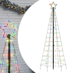 Vidaxl Colorful 70.9' Christmas Tree Light With Spikes And 220 Leds - Includes 8 Lighting Effects - Compact Design For Easy Storage - Suitable For Outdoor Use,Lighted Holiday Displays