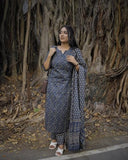 Anni Designer Women'S Rayon Blend Straight Printed Kurta With Pant & Dupatta (Kamiganj Blue_Xxl_Blue_Xx-Large),Blue,2XL,Rayon Blend,Regular,Dupatta