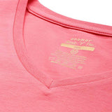Enamor Essentials Women'S Short Sleeve V Neck Slim Fit Breathable Stretch Cotton Tee - E067(E067-Bubble Pink-S)