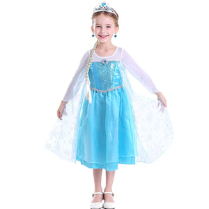 iTVTi Little Girls Princess Costume Blue Cosplay Dress up for Halloween Party with Accessories, Blue, 2-3 Years (Label 100)
