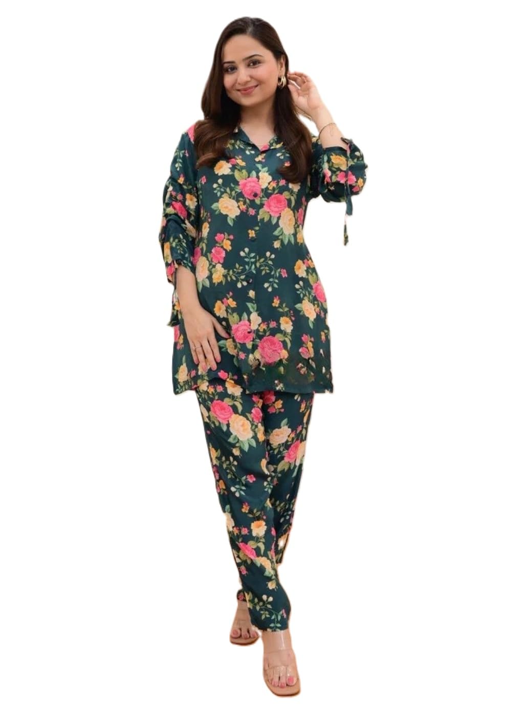 Leriya Fashion Ethnic Co Ord Set for Women Kurta Set for Women | 2 Piece Kurta Set | Kurta with Pant for Women | Co-ord Set (X-L