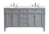 Elegant Decor Williams 60 Double Marble Top Bathroom Vanity In Blue