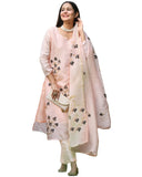 Anni Designer Women'S Cotton Blend Straight Printed Kurta With Pant & Dupatta (Brush-Peach_3Xl_Peach_Xxx-Large),Peach,3XL