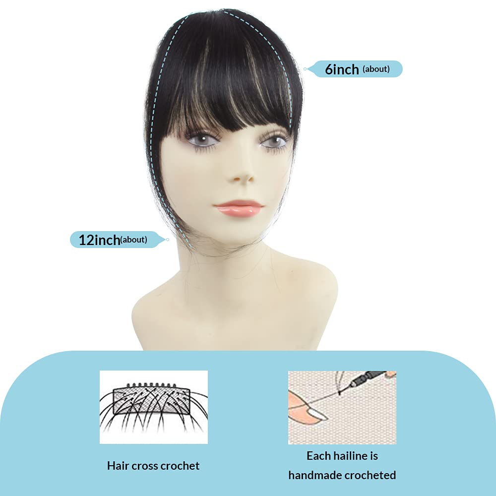 Shinon Clip in Bangs Natural Real Human Hair Flat Bangs Fringe Hair Bangs Fashion Clip in Wispy Hair Extension (Flat Bangs with