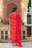 Anni Designer Women'S Cotton Blend Straight Printed Kurta With Pant & Dupatta (Aux-Orange-Bfv_4Xl_Orange_Xxxx-Large),Orange,4XL,Cotton Blend,Regular,