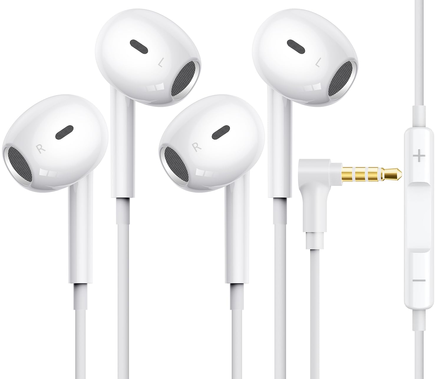 [2 Pack] for Apple Wired Earbuds, 3.5mm Heaephones with Microphone 90 Degree Design Clear Call HiFi Stereo Volume Control Earpho