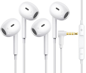 [2 Pack] for Apple Wired Earbuds, 3.5mm Heaephones with Microphone 90 Degree Design Clear Call HiFi Stereo Volume Control Earpho