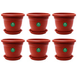 Trustbasket Terracotta Pots With Bottom Plates 6 Pcs (8 Inch) | Gamla For Plants With Saucer | Pots And Planters With Tray | G
