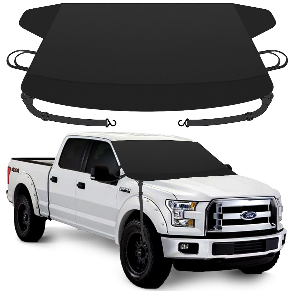 Sunny color Extra Large Windshield Cover for Ice and Snow, Upgraded Thicken Oxford Car Windshield Cover Best for Ice, Frost & Sn