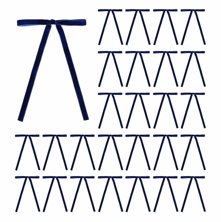 Meseey 30 Pcs Royal Blue Velvet Christmas Bows 5 x 7 Inch Rustic Vintage Wedding Velvet Ribbon Gift Bows for Tree Wreath Garland