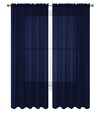 Decotex 2 Piece Solid Elegant Sheer Curtains Fully Stitched Panels Window Treatment Drape (54 X 84, Navy Blue)