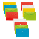 Polen 12 Pcs Transparent Button File Folder With 18 Microns Poly Plastic Folder, Button Bag, Hd Printed, Snap Button With Back F