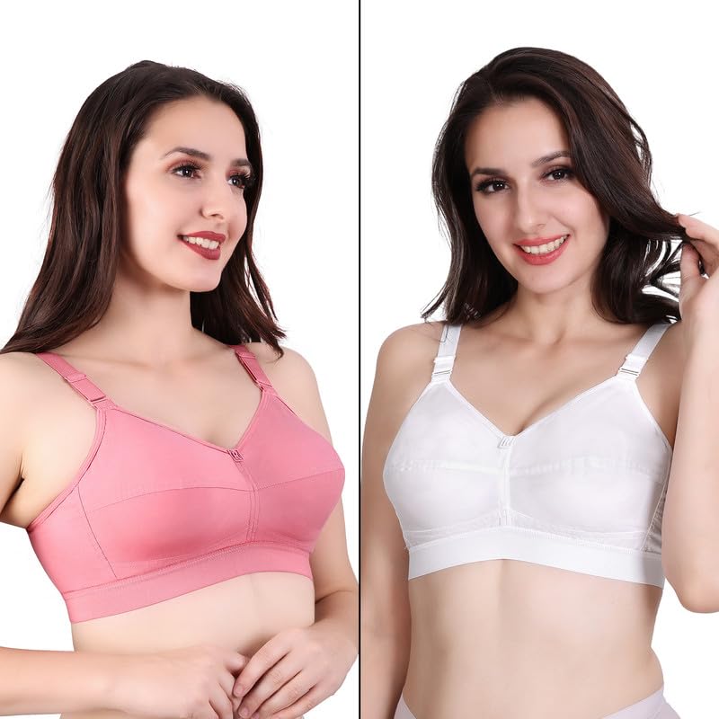 Trylo Riza Cottonfit Bra Combo Pack Rose Gold & White 38 D - Cup - Pack Of-2,ROSE GOLD & WHITE,38,B0DQKXGBNP
