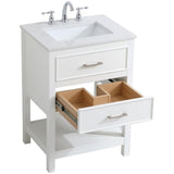 Elegant Decor Sinclaire 24 Single Quartz Top Bathroom Vanity In White