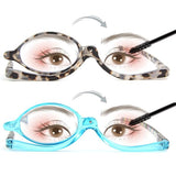 EVANLCAP 2 Pairs Makeup Reading Glasses for Women, Magnifying Flip Down Cosmetic Readers, Make Up Glasses with Spring Hinge (Blu