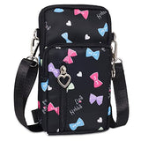 Elephantboat Multifunctional 3 Layers With Bow Pattern Sling Small Cross Body Bags For Women & Girls,Accommodate Phones Less Tha