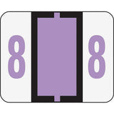 Smead BCCRN BarStyle ColorCoded Numeric Label, 8, Label Roll, Lavender, 500 Labels per Roll (67378)