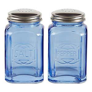 Rsvp International Retro Glass Salt & Pepper Shaker | Stainless Steel Lids |, 8 Oz, Blue