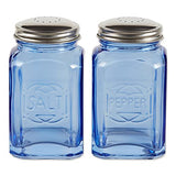 Rsvp International Retro Glass Salt & Pepper Shaker | Stainless Steel Lids |, 8 Oz, Blue