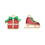 VIDRIO Pack of 80 Christmas Gift and Skates Enamel Charms Gold Plated Colored Pendants Accessories for Necklace Bracelet Jewelry